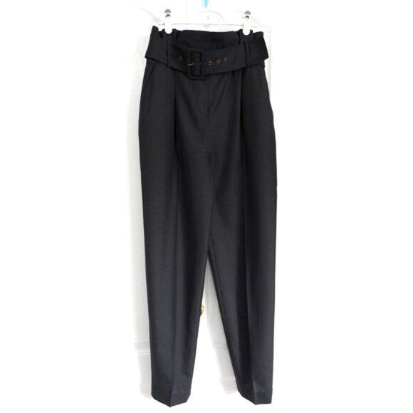 ba&sh black Costa high-waisted belted ankle grazer pants - Picture 2 of 8